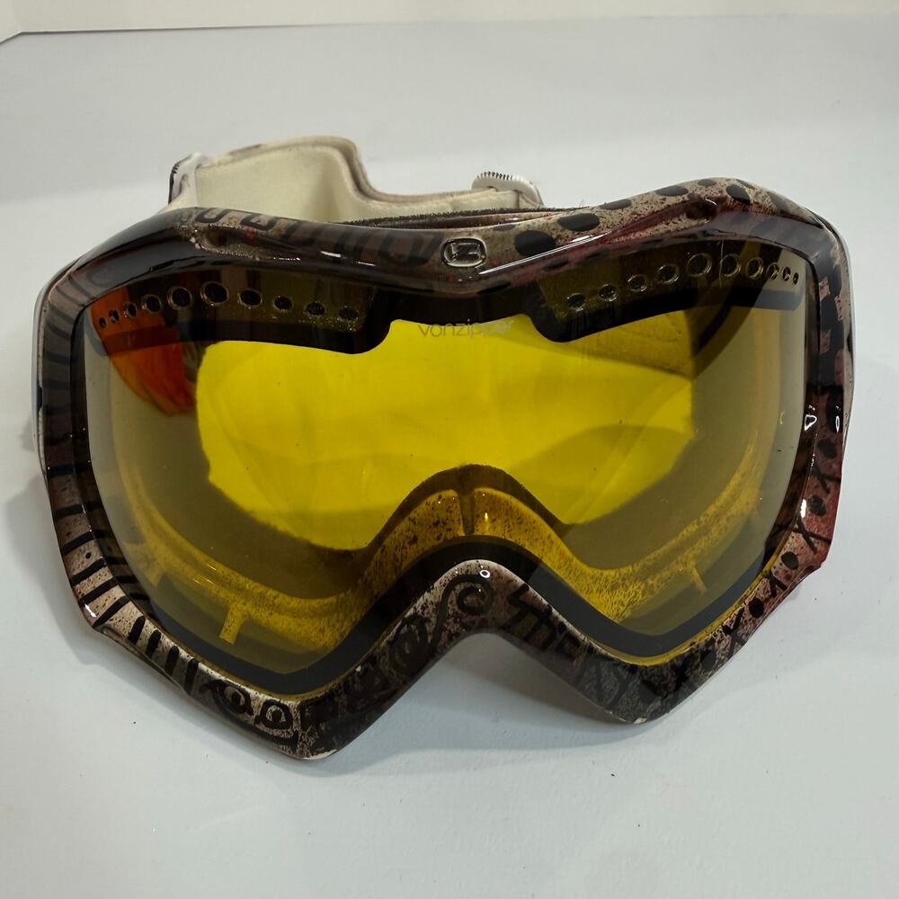 Vintage Von Zipper Snowboard Ski Goggles Yellow Lens Retro Motocross MX Adult